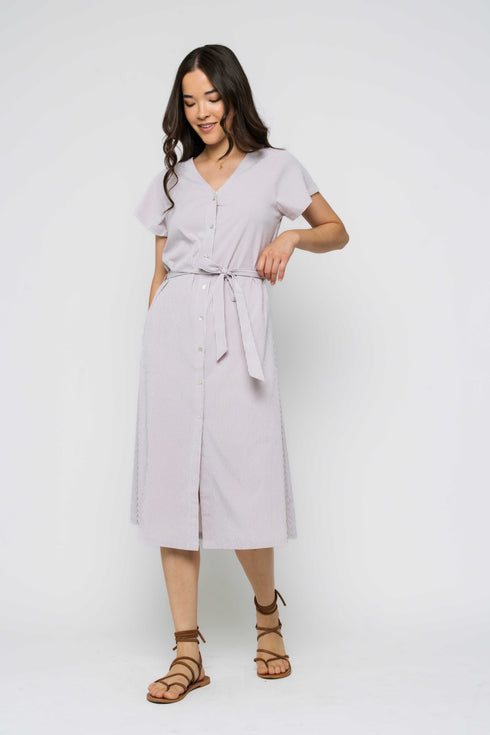 Melanie-Button Front Midi Dress